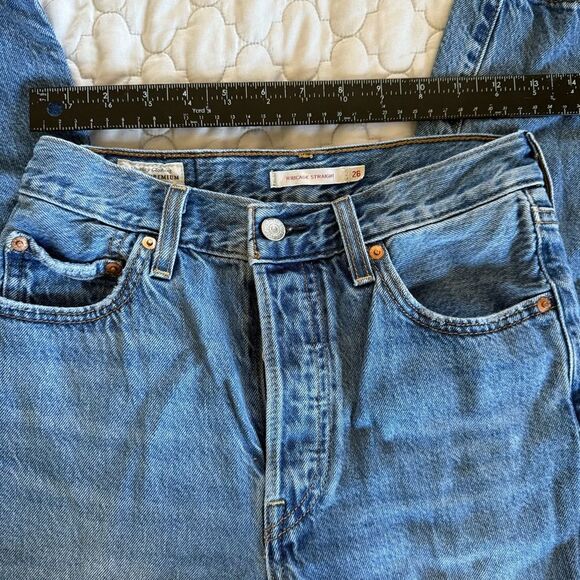 Sz 26 Levi Levi’s Premium Ribcage Straight Classic Blue Denim Jeans - Picture 2 of 11